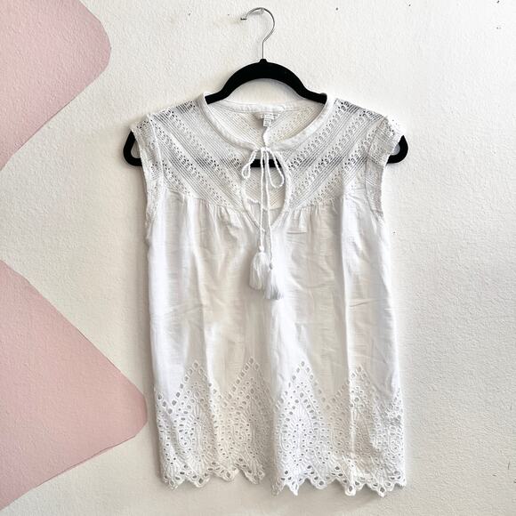 Lucky Brand Eyelet Top Size XS Peasant Boho Indie Festival Hippie - Picture 1 of 5